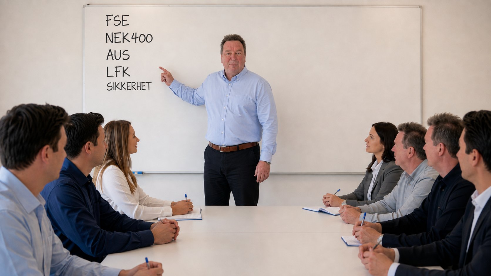 Stig underviser i et kursrom